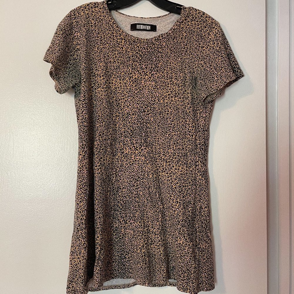 Reformation Cheetah Print Mini T-Shirt Dress